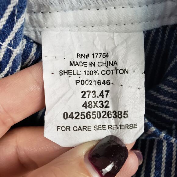 Key Size 48x32 Railroad Stripe Bib Overalls Blue White Farmer Chore Workwear - Picture 12 of 14